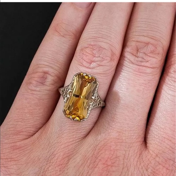 New Vintage 925 Sliver Ring Natural Citrine - Picture 5 of 5